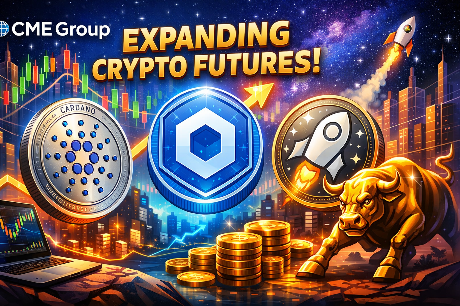 CME Group Expands Crypto Futures with Cardano, Chainlink and Stellar as Altcoin Demand Surges