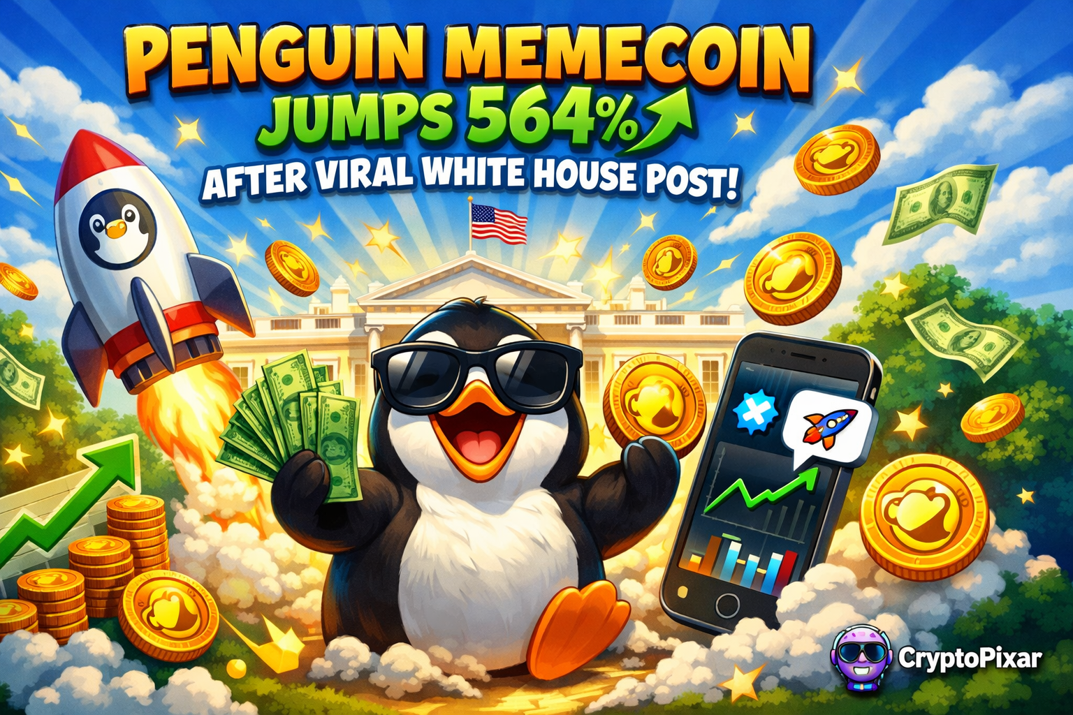 PENGUIN Memecoin Rockets 564 Percent After Viral White House X Post
