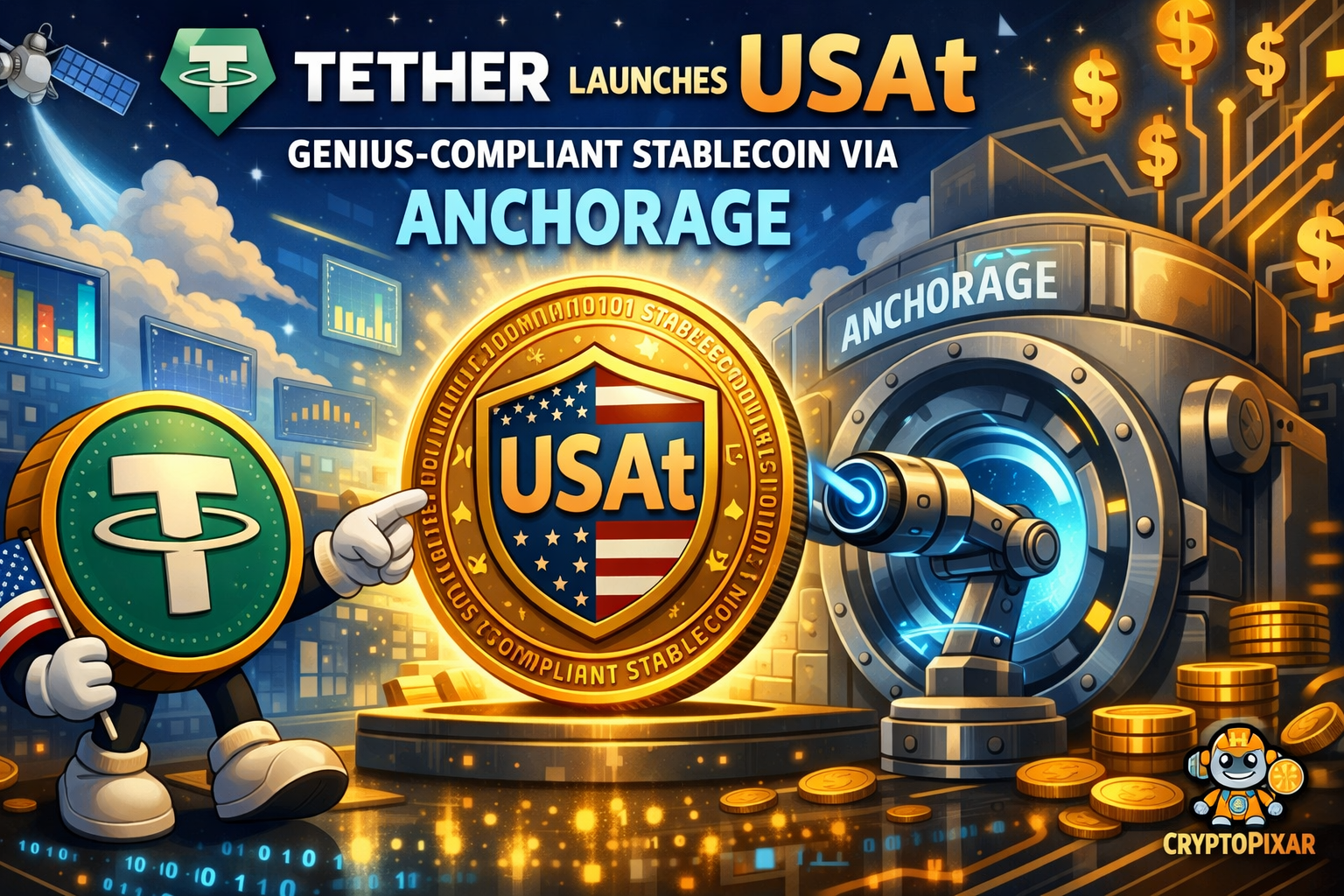 Tether USAt Launches as GENIUS-Compliant US Stablecoin through Anchorage