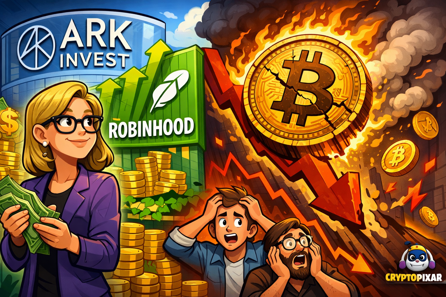 ARK Invest Expands $34 Million Robinhood Stake as Bitcoin Dips Below $66K