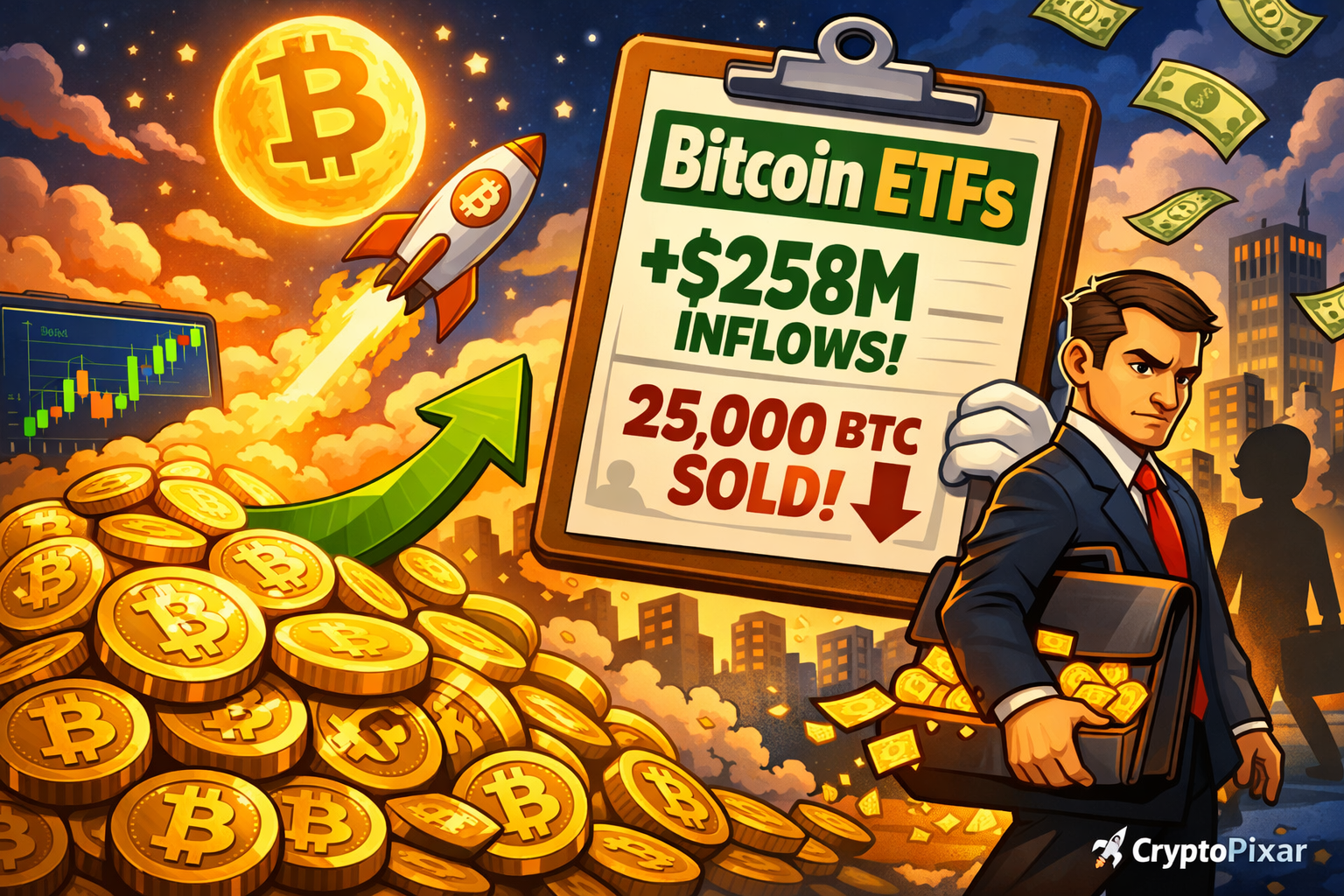 Bitcoin ETFs Attract $258 Million as Institutions Unload 25,000 BTC Amid Market Reset