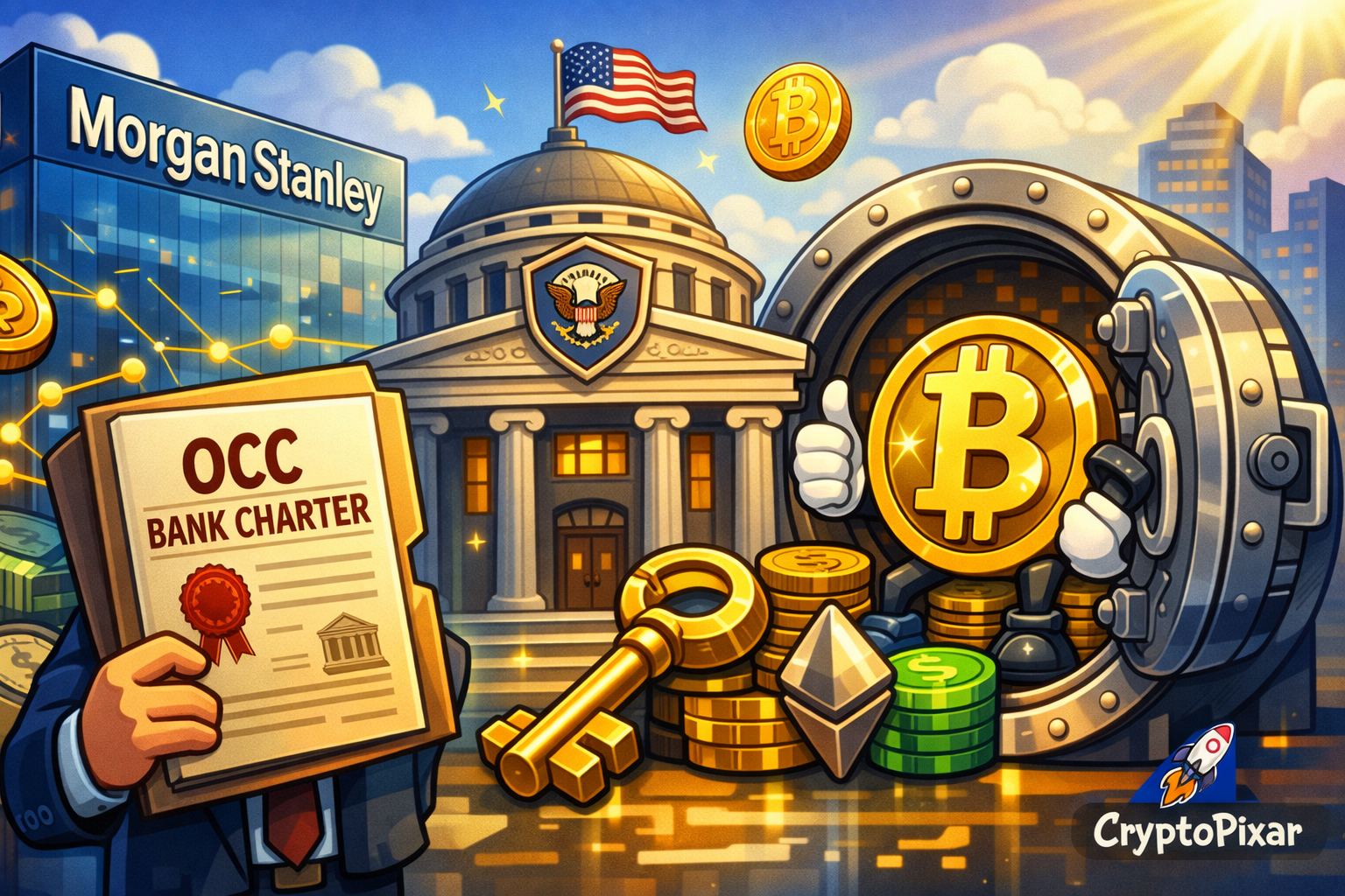 Morgan Stanley applies for OCC bank charter to custody crypto as Wall Street dives deeper into digital assets