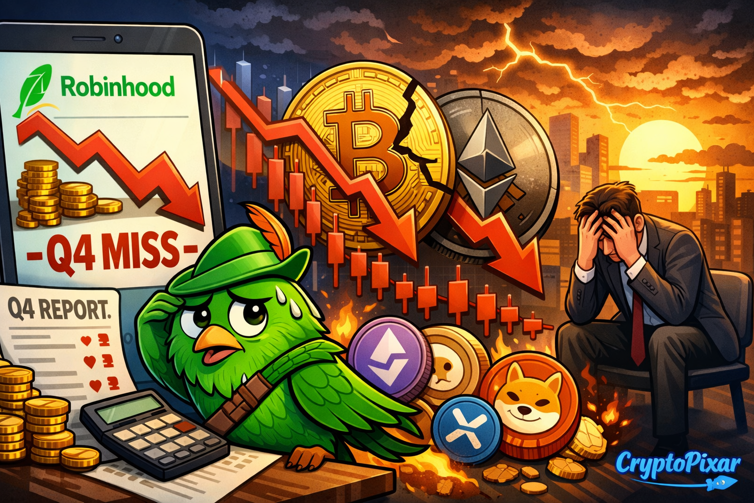 Robinhood Q4 Earnings Miss as Crypto Revenues Decline Despite Record Growth