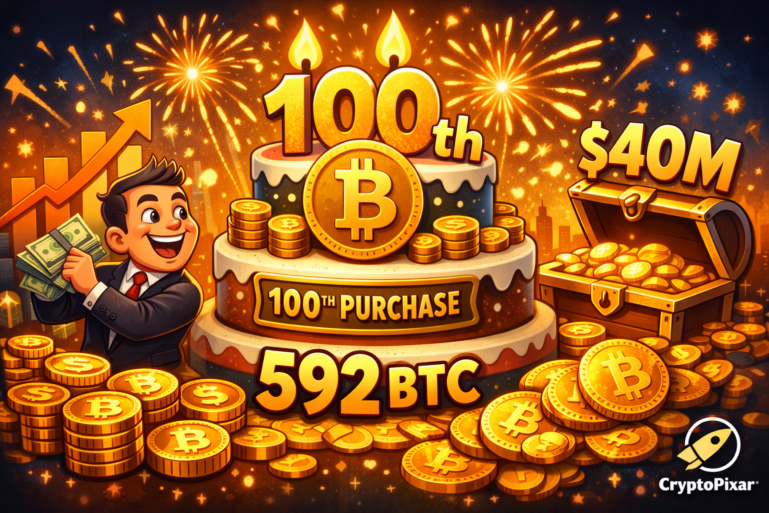 Strategy marks 100th Bitcoin purchase with $40M addition to its massive BTC holdings