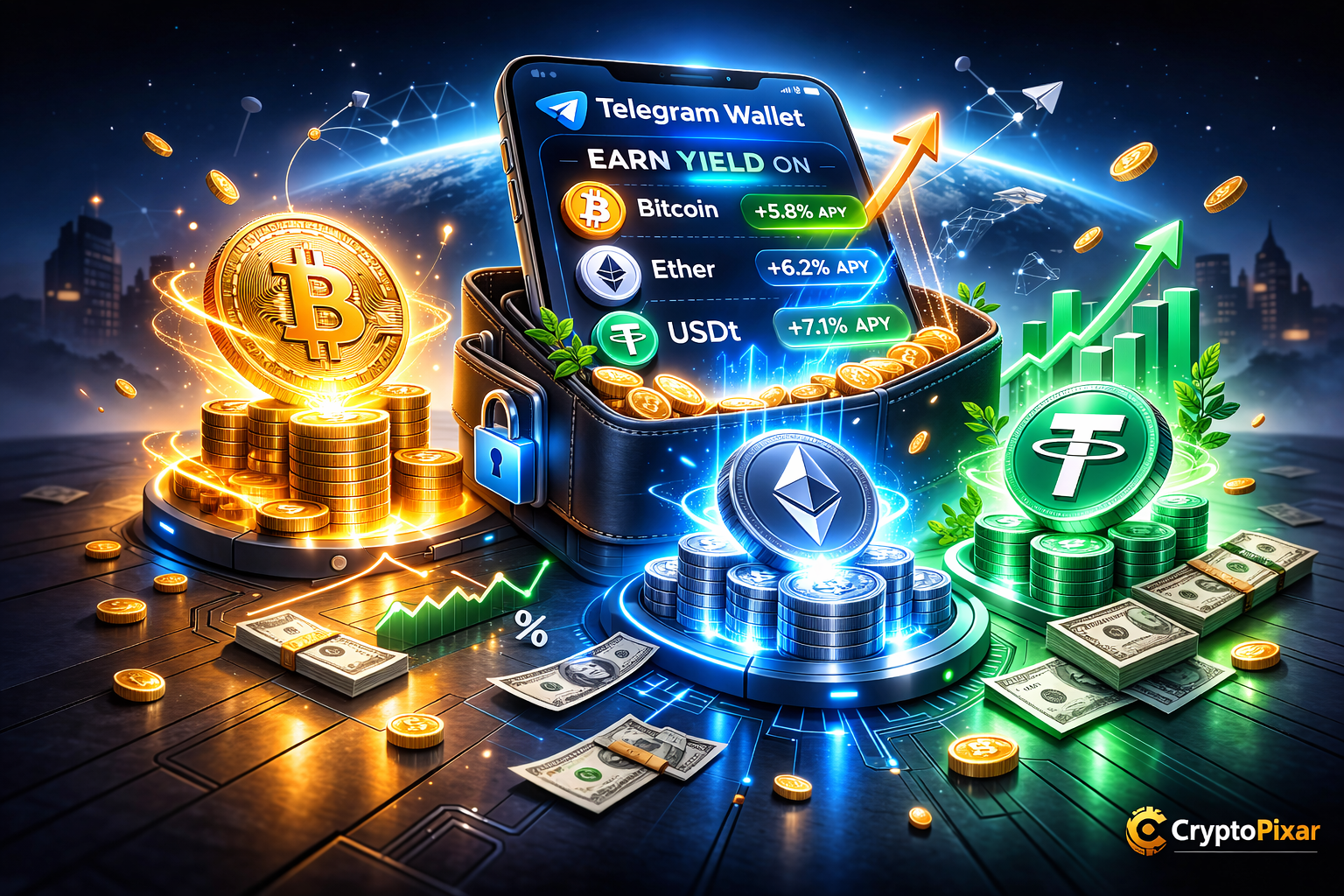 Telegram Crypto Wallet Unveils Yield Earning on Bitcoin, Ether, and USDt in a DeFi Breakthrough