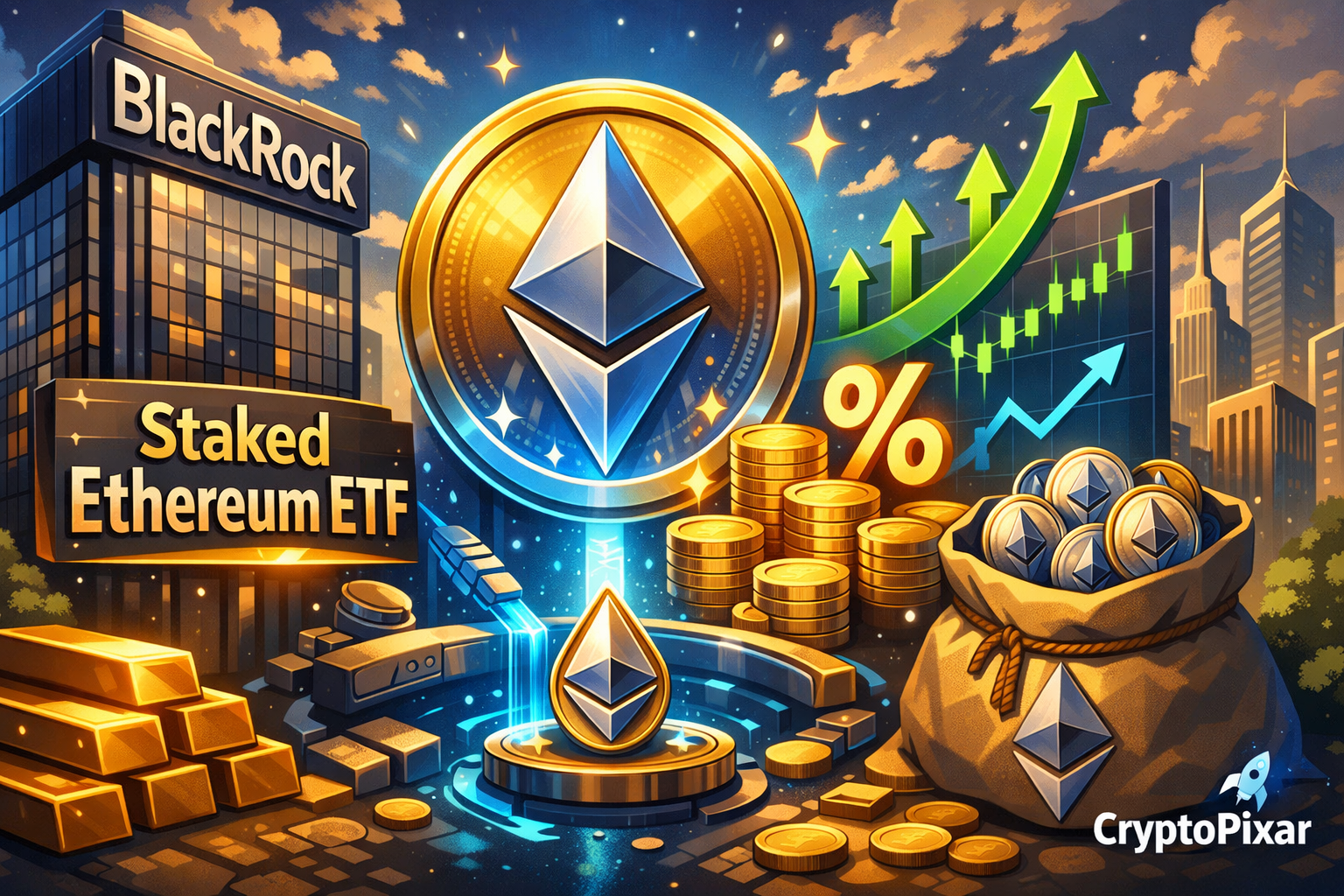 BlackRock Staked Ethereum ETF Debuts on Nasdaq With Built In Staking Yield